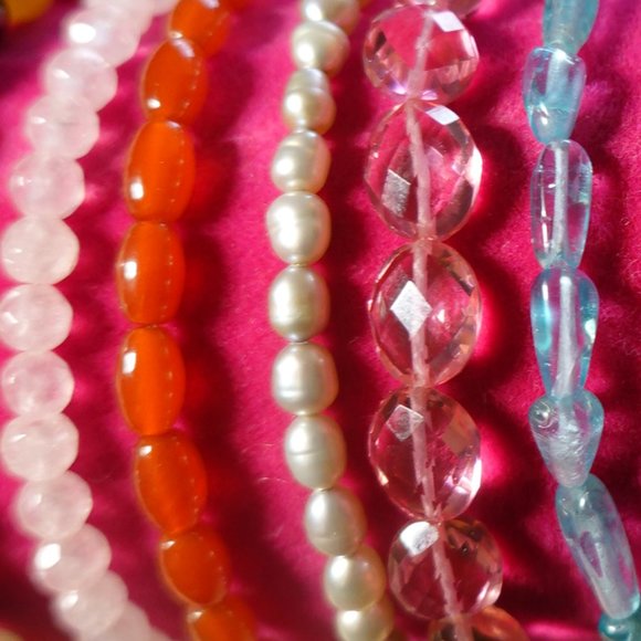 (NWT) Silver Rice Freshwater Bead (3) Bracelets Stack/ Set - Picture 10 of 10